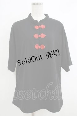 画像1: 【SALE】ACDC RAG / チャイナ半袖カットソー  クロ×赤 H-25-10-16-1064-PU-TO-KB-ZT136