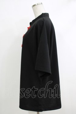 画像2: ACDC RAG / チャイナ半袖カットソー  クロ×赤 H-25-10-16-1064-PU-TO-KB-ZH