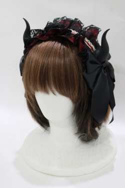 画像1: Estrellas / デビルホーンヘッドドレスカチューシャ  黒×赤 H-25-10-16-1074-EL-AC-KB-ZH