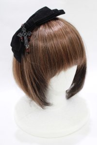 MorunxMuunaStoik / ベルベットおリボンカチューシャ  黒 H-25-10-16-1076-EL-AC-KB-ZH