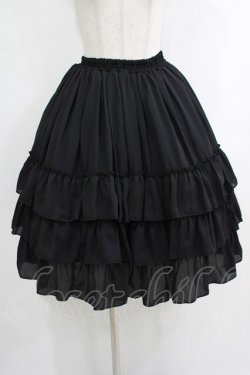 画像1: ATELIER PIERROT / Three-Tiered Ruffle Chiffon Skirt  ブラック H-25-10-16-1008-EL-SK-KB-ZH