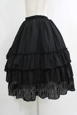 画像2: ATELIER PIERROT / Three-Tiered Ruffle Chiffon Skirt  ブラック H-25-10-16-1008-EL-SK-KB-ZH