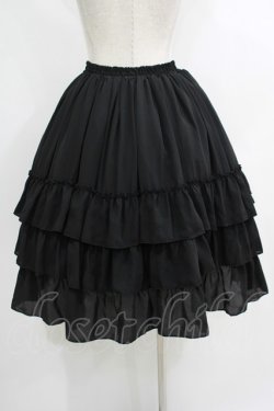 画像3: ATELIER PIERROT / Three-Tiered Ruffle Chiffon Skirt  ブラック H-25-10-16-1008-EL-SK-KB-ZH