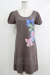 Emily Temple cute / ロゼットリボンカットソーワンピース  チャコール H-25-10-16-1023-ET-OP-KB-ZT091