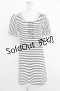 Emily Temple cute / リボンボーダーワンピース  クロ×オフ H-25-10-16-1025-ET-OP-KB-ZH