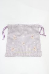 Maison de FLEUR / 《Easter》ラビット刺繍巾着  ラベンダー H-25-10-16-020-LO-ZA-NS-ZH