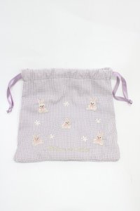 Maison de FLEUR / 《Easter》ラビット刺繍巾着  ラベンダー H-25-10-16-020-LO-ZA-NS-ZH
