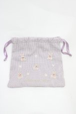 画像1: Maison de FLEUR / 《Easter》ラビット刺繍巾着  ラベンダー H-25-10-16-020-LO-ZA-NS-ZH (1)