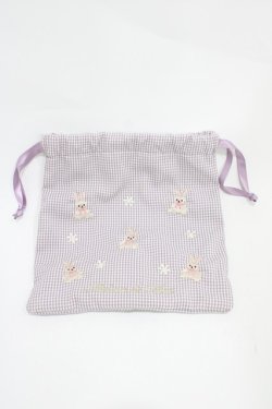 画像1: Maison de FLEUR / 《Easter》ラビット刺繍巾着  ラベンダー H-25-10-16-020-LO-ZA-NS-ZH