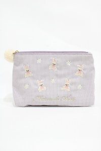 Maison de FLEUR / 《Easter》ラビット刺繍ポーチ  ピンク H-25-10-16-024-LO-ZA-NS-ZH