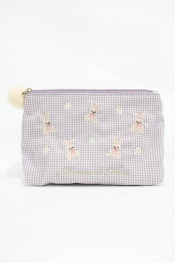 画像1: Maison de FLEUR / 《Easter》ラビット刺繍ポーチ  ピンク H-25-10-16-024-LO-ZA-NS-ZH