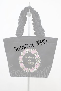 画像1: Maison de FLEUR / フリルハンドルトートバッグ  ブラック H-25-10-16-026-LO-BG-NS-ZH