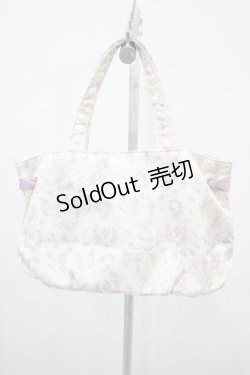 画像2: Maison de FLEUR / サテン花柄プリントトートバッグ  オフ/ラベンダー H-25-10-16-027-LO-BG-NS-ZH