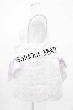 画像1: Maison de FLEUR / サテン花柄プリントダブルリボントートバッグ  オフ/ラベンダー H-25-10-16-030-LO-BG-NS-ZH