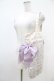 画像2: Maison de FLEUR / サテン花柄プリントダブルリボントートバッグ  オフ/ラベンダー H-25-10-16-030-LO-BG-NS-ZH (2)