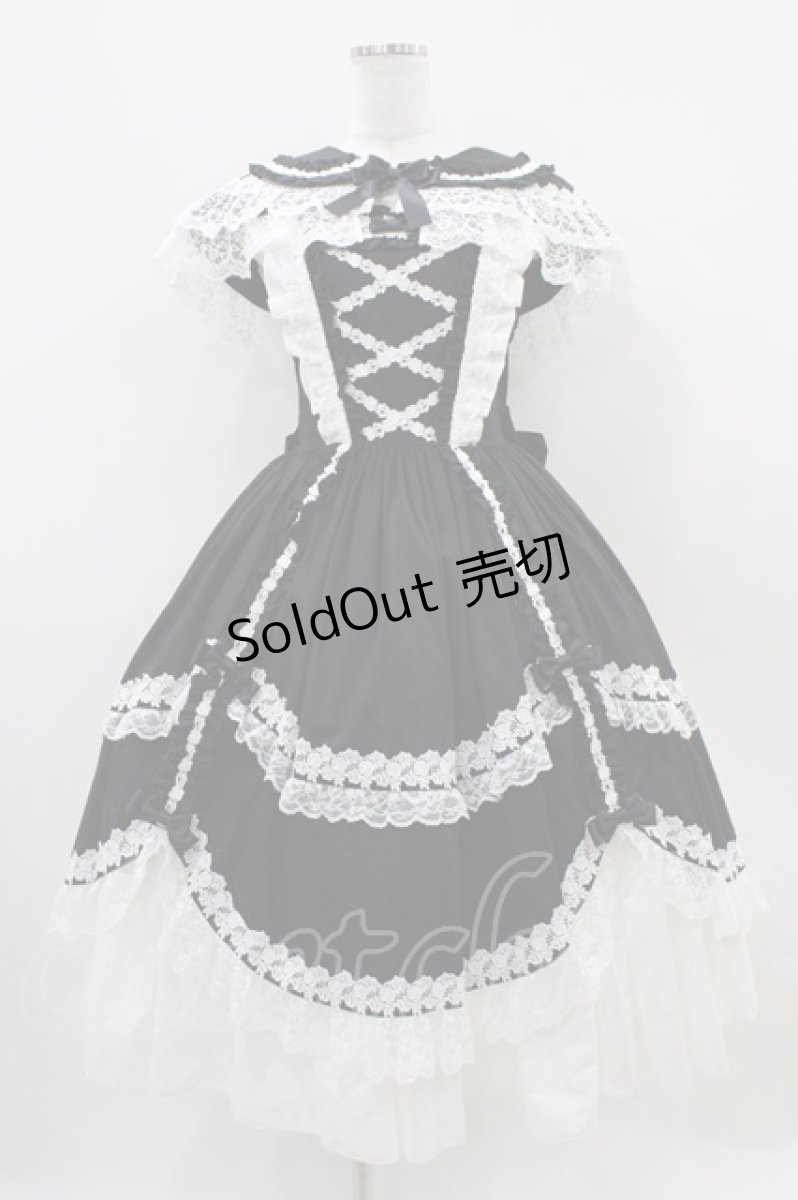 画像1: metamorphose / ケープ付きフリルジャンパースカート サイズ1 ブラック H-25-10-16-036-ME-OP-NS-ZH (1)
