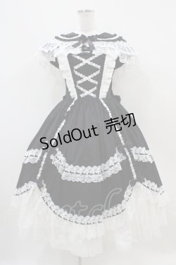 画像1: metamorphose / ケープ付きフリルジャンパースカート サイズ1 ブラック H-25-10-16-036-ME-OP-NS-ZH