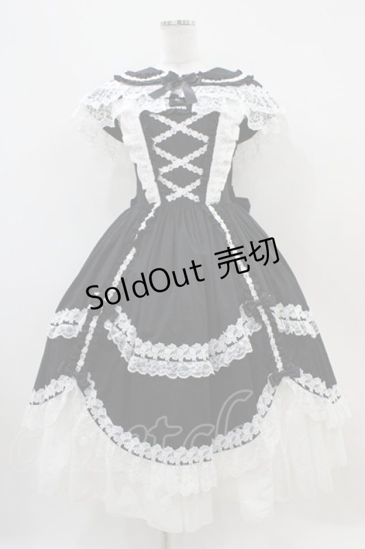 画像1: metamorphose / ケープ付きフリルジャンパースカート サイズ1 ブラック H-25-10-16-036-ME-OP-NS-ZH (1)