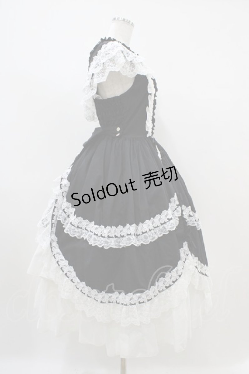 画像3: metamorphose / ケープ付きフリルジャンパースカート サイズ1 ブラック H-25-10-16-036-ME-OP-NS-ZH (3)