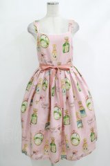 Emily Temple cute / Revivalノースリーブワンピース M Swan Perfume柄ピンク H-25-10-17-1001-ET-OP-KB-ZH