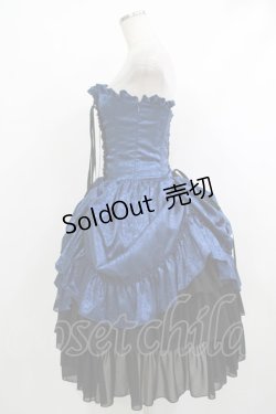 画像2: ATELIER PIERROT / Bustle Corset Dress[Rose Jacquard]  ネイビー H-25-10-17-1027-EL-OP-KB-ZH
