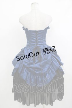 画像3: ATELIER PIERROT / Bustle Corset Dress[Rose Jacquard]  ネイビー H-25-10-17-1027-EL-OP-KB-ZH