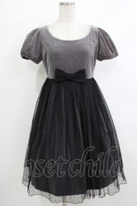 Emily Temple cute / ドットチュール別珍ワンピース  グレー H-25-10-17-1033-ET-OP-KB-ZH
