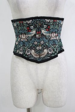 画像1: abilletage / Designer’s fabric seriesミニショートコルセット(イチゴ泥棒) サイズ4 ブルーグリーン H-25-10-17-1036-GO-ZA-KB-ZH