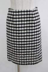 Candy Stripper / チェック柄ウールタイトスカート S 白×黒 H-25-10-17-1039-PU-SK-KB-ZH