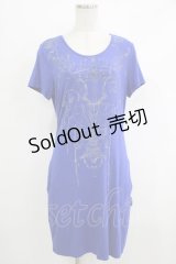 Ozz Croce / プリント刺繍カットソーワンピース  ブルー H-25-10-17-1044-OO-OP-KB-ZT159