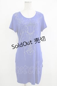 Ozz Croce / プリント刺繍カットソーワンピース  ブルー H-25-10-17-1044-OO-OP-KB-ZT159