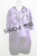 NieR Clothing / 総柄ZIP半袖パーカー  紫 H-25-10-17-1045-PU-TO-KB-ZH