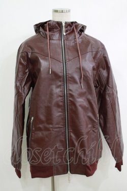 画像1: NieR Clothing / レザーZIPパーカー  茶 H-25-10-17-1049-PU-TO-KB-ZH