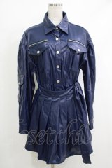 CuLLt / LEATHER JACKET ONEPIECE  ネイビー H-25-10-17-1053-PU-OP-KB-ZH