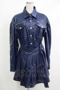 CuLLt / LEATHER JACKET ONEPIECE  ネイビー H-25-10-17-1053-PU-OP-KB-ZH