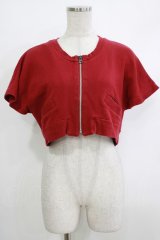 Jane Marple Dans Le Salon / ショートZIPカーデ  赤 H-25-10-17-1058-JM-TO-KB-ZH