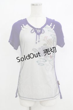 画像1: 【SALE】Ozz oneste / メッシュ重ね配色カットソー  パープル×グレー H-25-10-17-1062-OO-TO-KB-ZT159