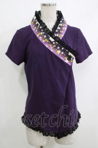 gouk / 着物衿半袖カーディガン  紫 H-25-10-17-1064-GO-TO-KB-ZT158