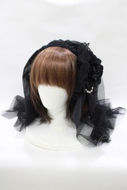 画像1: ATELIER PIERROT / ローズヴェールカチューシャ  ブラック H-25-10-17-1074-EL-AC-KB-ZH