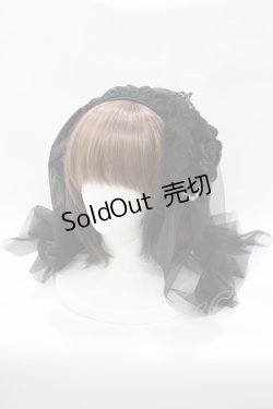 画像1: ATELIER PIERROT / ローズヴェールカチューシャ  ブラック H-25-10-17-1074-EL-AC-KB-ZH