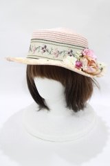 MorunxMuunaStoik / コサージュレースハット  ピンク H-25-10-17-1075-EL-AC-KB-ZT-K011