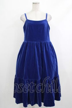 画像1: Jane Marple / コットンベルベットストラップドレス  ロイヤルブルー H-25-10-17-1011-JM-OP-KB-ZH