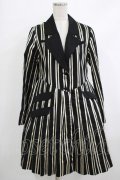 Candy Stripper / OLYMPIAN STRIPE PLEATS ONE-PIECE 1(S) BLACK×OFF WHITE H-25-10-17-1013-PU-OP-KB-ZH