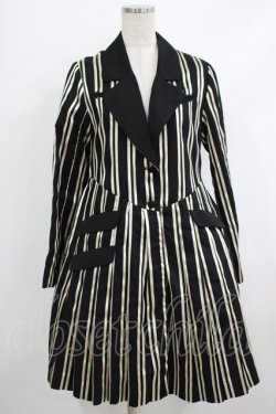 画像1: Candy Stripper / OLYMPIAN STRIPE PLEATS ONE-PIECE 1(S) BLACK×OFF WHITE H-25-10-17-1013-PU-OP-KB-ZH