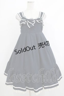 画像1: Melody BasKet / リボンリボンジャンパースカート M ネイビー H-25-10-17-1020-LO-OP-KB-ZH