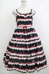 Shirley Temple / チェリースカラップレースプリントジャンパースカート FREE ブラック H-25-10-17-1026-ET-OP-KB-ZH