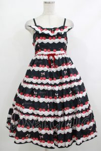 Shirley Temple / チェリースカラップレースプリントジャンパースカート FREE ブラック H-25-10-17-1026-ET-OP-KB-ZH