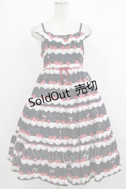 画像1: Shirley Temple / チェリースカラップレースプリントジャンパースカート FREE ブラック H-25-10-17-1026-ET-OP-KB-ZH