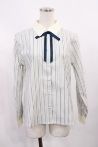 F i.n.t / タイ付きマルチストライプクレリックシャツ Free L/GR×WH H-25-10-17-028-CA-BL-NS-ZH