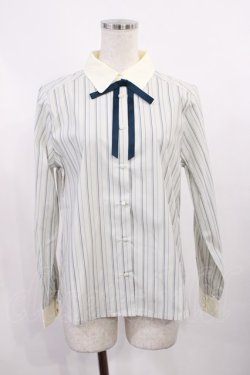 画像1: F i.n.t / タイ付きマルチストライプクレリックシャツ Free L/GR×WH H-25-10-17-028-CA-BL-NS-ZH